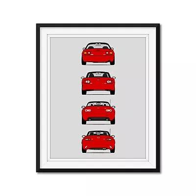 Mazda Miata MX-5 Generations Rear Poster Print Wall Art History Evolution • $102.99