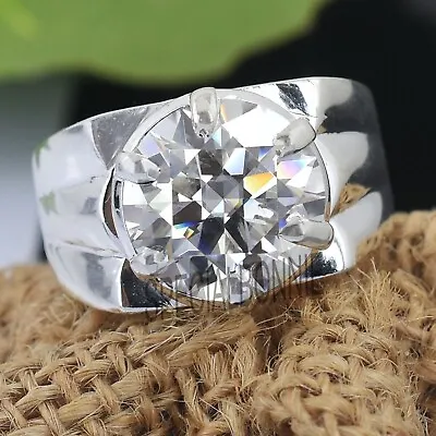 RARE 5.30 Ct Certified White Diamond Solitaire Men's Ring Great Shine VIDEO • $90