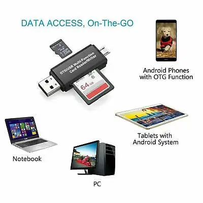 Micro USB OTG To USB 2.0 Adapter SD/Micro SD Card Reader With Standard USB Male • $6.10