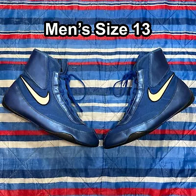Vintage Nike Machomai Boxing Shoes Boxing Boots Blue 333580-400 Men’s Size 13 • $65