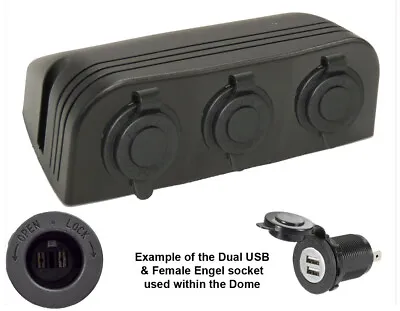 3 Way 12V Accessory DOME SURFACE MOUNT With 2 Engel Fridge Socket 1 DUAL USB • $39.95