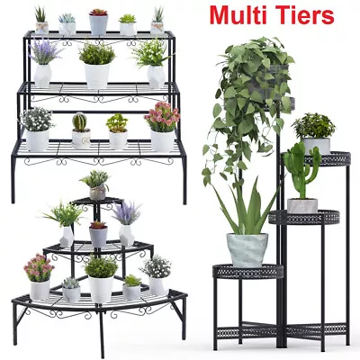£31.91 • Buy Large Tier Corner Ladder Plant Shelf Metal Flower Pot Stand In/Outdoor Anti-rust
