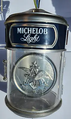 VTG Crystal Michelob Hanging Rotating Light Medallion Beer Clock RARE - TESTED • $145