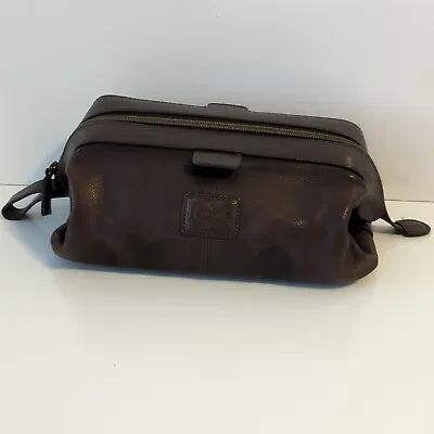 FOSSIL Pebbled Leather Dopp Toiletry Bag Travel Case BROWN • $24.50