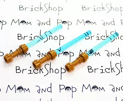 LEGO Blue Lightsaber 3x Lot With Pearl Gold Hilt Sword Star Wars Jedi • $10.94