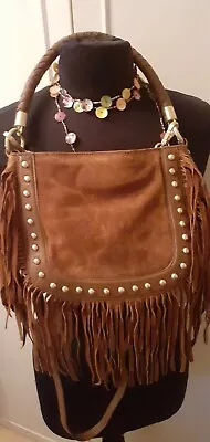 £12 • Buy 💕💕Tan Suede, Tassel,fringe,Studded,Boho, Hippy,shoulder Bag, NWTS.