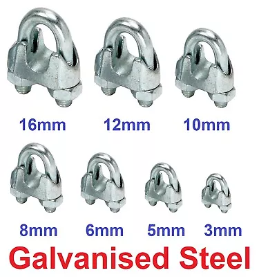 £2.60 • Buy Wire Rope Grips Clamp Cable Steel Metal U Bolt Nut Fixing 3 5 6 8 10 12 16 Mm