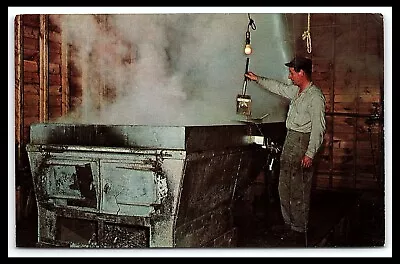 Vermont Boiling Of Maple Sap Sugaring Postcard    Pc198 • $6