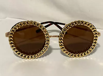 Vintage Round Gold Chain Sunglasses - Hand Polished • $22