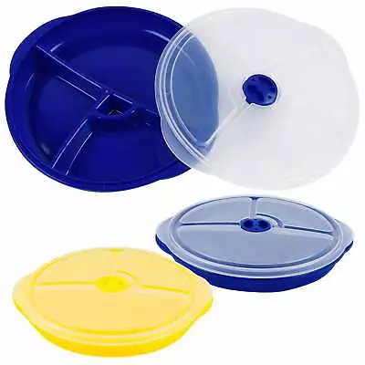 2 Pk Meal Prep Food Storage Container Portion Control Plate 3-Section W/ Lids • $12