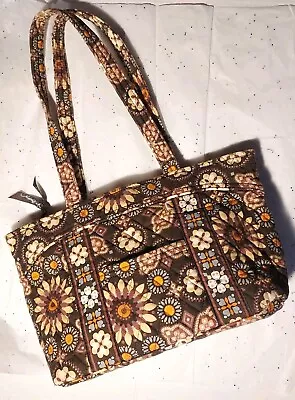Vera Bradley Shoulder Bag Quilted Zippered Canyon Brown/Blue Retired Tote • $15