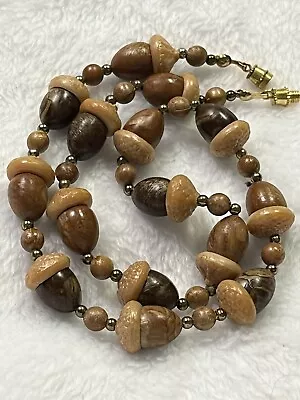 Vintage Resin? Acorn Bead Necklace 17” Long • $38