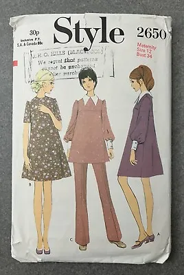 £2.75 • Buy Vintage Style Maternity Sewing Pattern Dress, Tunic, Trousers Size 12 Bust 34in
