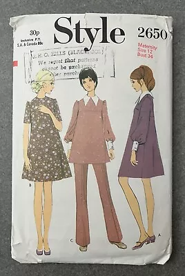 £2.75 • Buy Vintage Style Maternity Sewing Pattern Dress, Tunic, Trousers Size 12 Bust 34in