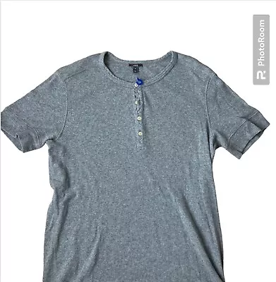 Vince Henley Shirt Womens M Short Sleeve Gray Ribbed • $18.50