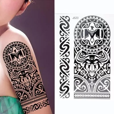 Polynesian Temporary Tattoo Sun Earth Tribal Mens Womens Maori Sticker Art Arm • £2.99