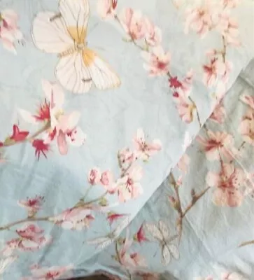 Pottery Barn Cherry Blossom Duvet Cover Set Baby Blue Queen 2 Euro Shams Rare • $139