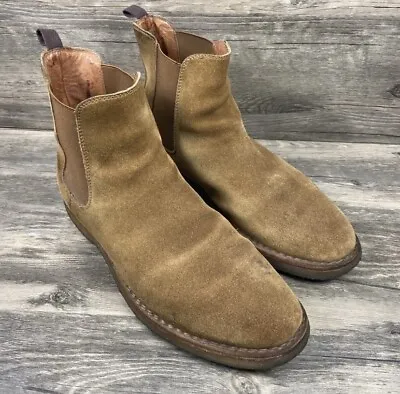 FRYE Arden MENS BROWN Tan SUEDE LEATHER PULL On ANKLE Chelsea BOOTS 8.5 • $97.99