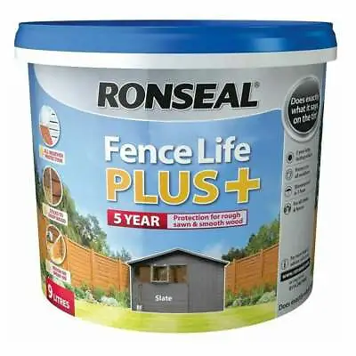 Ronseal 9L Fence Life Plus Garden Shed & Fence Paint UV Potection-All Colours 9L • £25.50