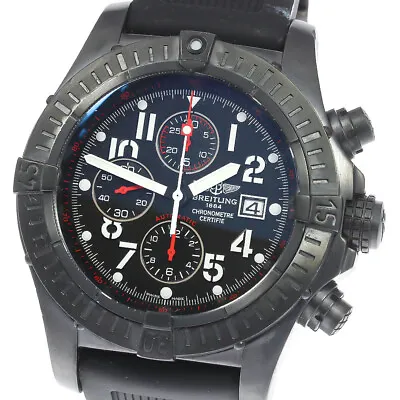 BREITLING Super Avenger Black Steel M13370 Chronograph Auto Men's Watch_781744 • $2724.94