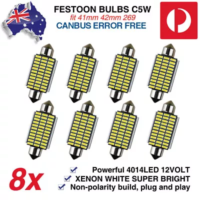 8x 12V 42mm 33LED WHITE FESTOON LIGHT GLOBES -Truck Trailer Caravan RV Interior • $20.49