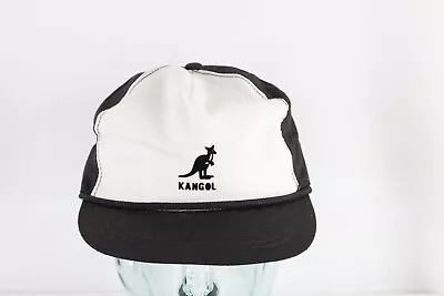 NOS Vtg 80s Kangol Spell Out Roped Short Bill Leather Strapback Hat Black USA • $71.95