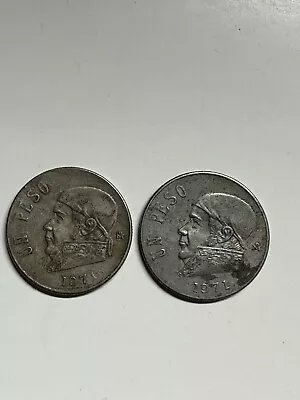 2 Pc Mexico 1971 México Un Peso José María Morelos Pavon Moneda Coin • $3.99