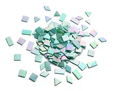  Iridescent Glass Mosaic Tiles Supplies 200 Pieces Iridized Stained Mint Green • $24.65