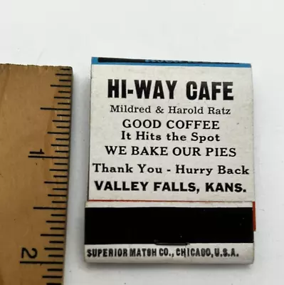 Valley Falls KS Hi Way Cafe CASEY AT THE BAT - Vintage WWII Era Matchbook Cover • $8.99