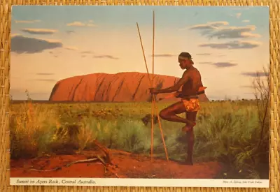 1970's POSTCARD AUSTRALIAN ABORIGINE HUNTING Near AYERS ROCK By JOHN HINDE 34G • $9.95