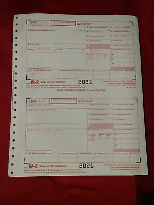 2021 - IRS Tax Forms (2) W-2 Form For 4 Employees + (1) W-3 Transmittal Form • $9.99