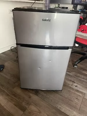 Galanz 3.1 Cu Ft Two Door Mini Fridge With Freezer Estar Stainless - Gray • $75