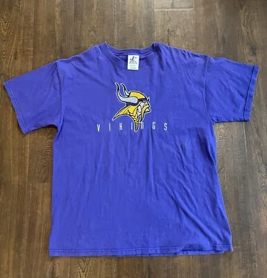 Vintage 90s Logo Athletic Minnesota Vikings T Shirt Size XL Purple Embroidered • $14.99