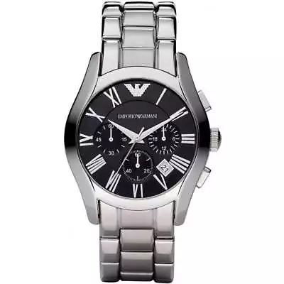 Armani Mens Chrono Watch Ar0673 Black Dial - Certificate - Warranty - Rrp 329.00 • £144.12