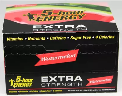 5 Hour Energy Extra Strength Watermelon 12 Count Box 1.93 Oz Shots Five Hr New • $33.49