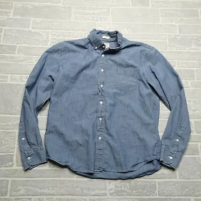 J Crew Shirt Mens XL Blue Chambray Button Front Slim Untucked Oxford Lightweight • $24.77