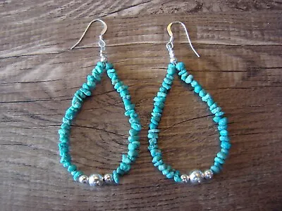 $36.99 • Buy Navajo Indian Sterling Silver & Turquoise Nugget Dangle Earrings - Doreen Jake
