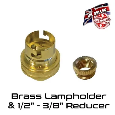 £6.50 • Buy Brass Lamp Holder UN Switched - Bayonet BC Bulb Holder & 1/2  - 3/8  Reducer *UK
