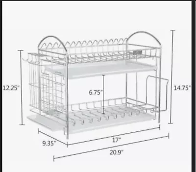 Stainless Steel 2-Tier Dish Rack By Nex • $25