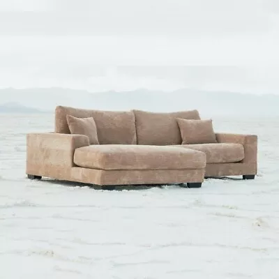 Tan Corduroy Modular Sectional Sofa W/ Left Chaise 2-Piece L-Shaped Sofa Set • $1725