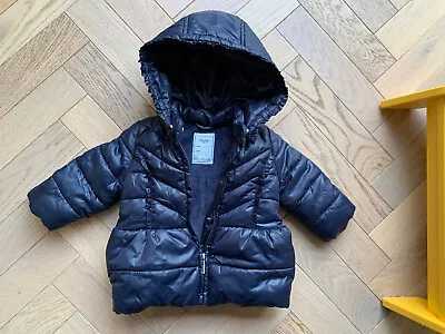 Mayoral Spanish Style Baby Girl Navy Padded Winter Coat Hood 68cm 6M Pristine • £5