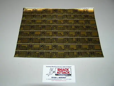 ANTARES VENDING MACHINE EDINA COIN MECH GOLD PRICING STICKERS / Free Ship! • $19.99