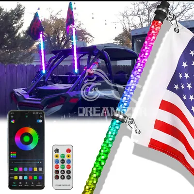 3FT For Polaris RZR Turbo S XP1000 900 RGB Spiral LED Whip Light Chasing W/Flag • $55.01