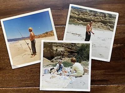 Half Moon Bay California Family Fishing & Picnic 3 Mid Century Vintage Photos • $8.76