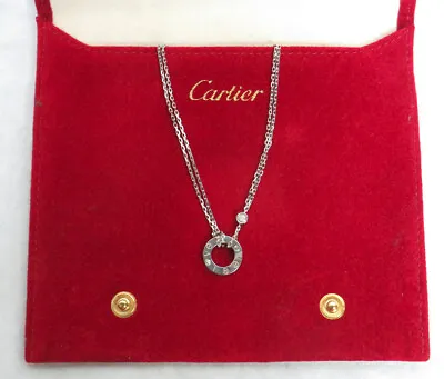 Cartier 18k White Gold & Diamond 16   Love Necklace In Pouch • $2050