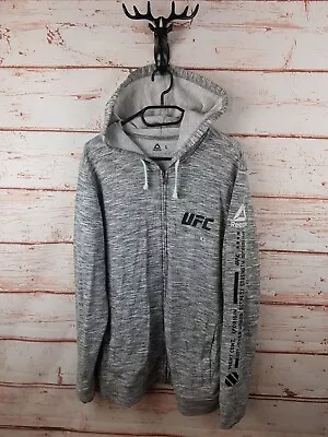 £14.99 • Buy UFC Reebok Mens Hoodie Large Grey Full Zip Sweatshirt Outdoors Cotton Logo