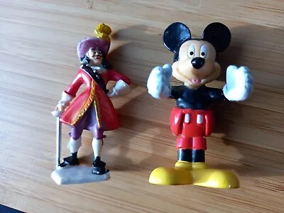 Disney Mickey Mouse IMC Toys 6 Cm Tall And Marx  Captain Hook Plastic Figures • £4.95