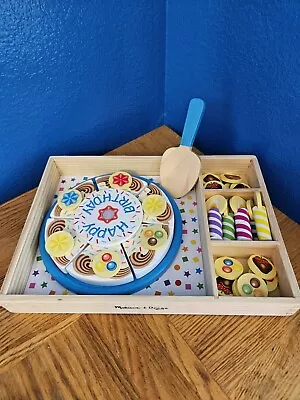 Melissa & Doug Birthday Party Pretend Play Cake Wooden Food & Toppings  • $7.95