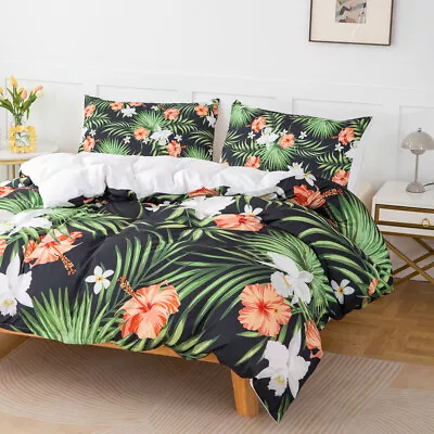 3D Tropical Leaf Floral Quilt Cover Set Bedding Sets Pillowcases Queen • $129.99