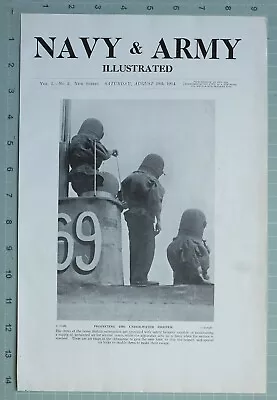 1914 Ww1 Print Protecting Under-water Diver British Submarines Helmet • $115.36